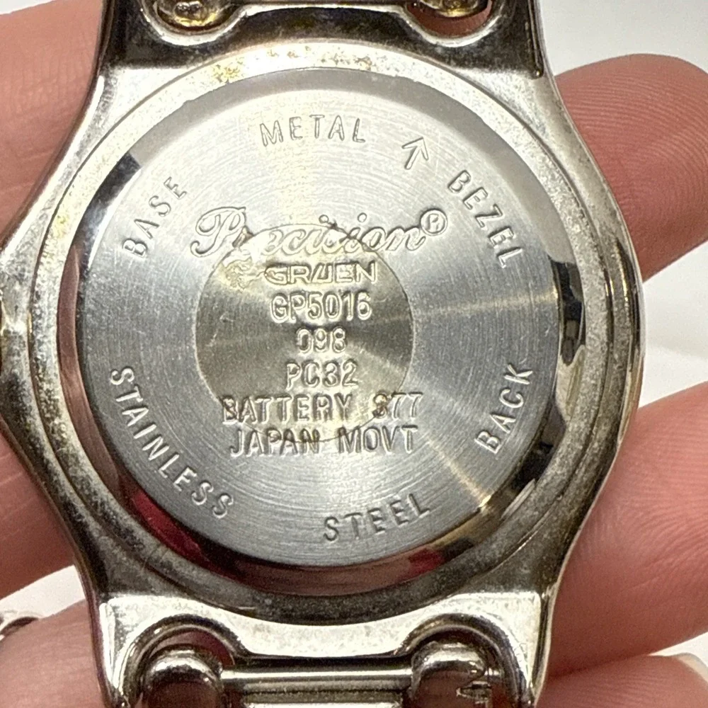 Vintage Gruen Precision Men's Watch Two Tone‎ Gold Silver-Blue Face-Not Tested
